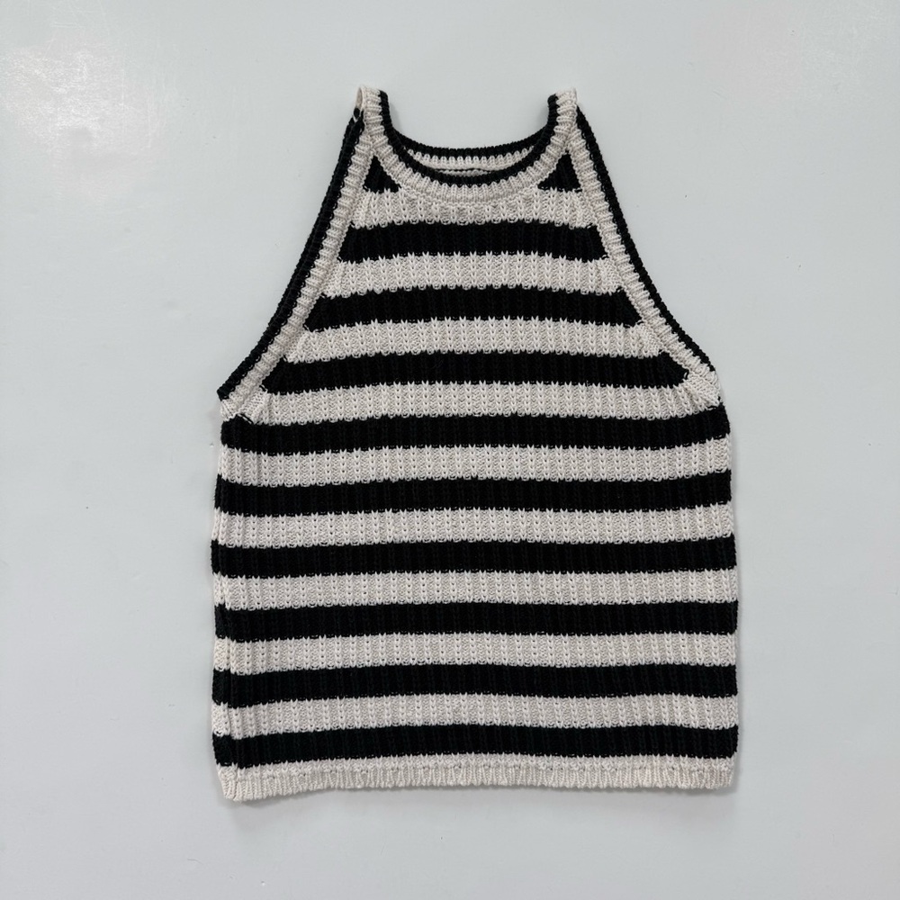 a new day Black and White Striped Knit Tank